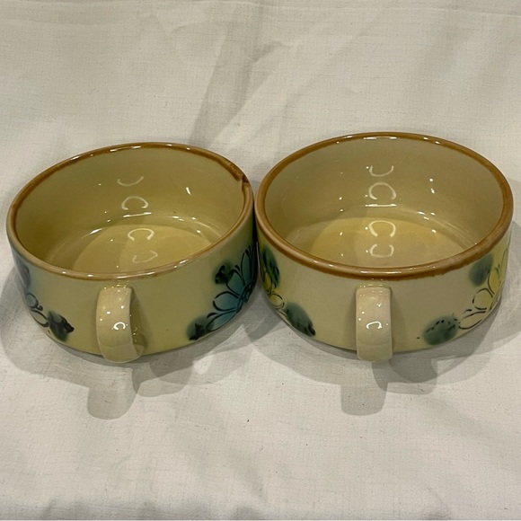two 1970's Vintage Sunflower Soup Mug Chili Bowls Stoneware - Picture 4 of 12